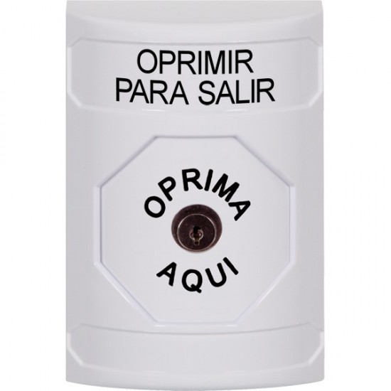 SS2300PX-ES STI White No Cover Key-to-Reset Stopper Station with PUSH TO EXIT Label Spanish