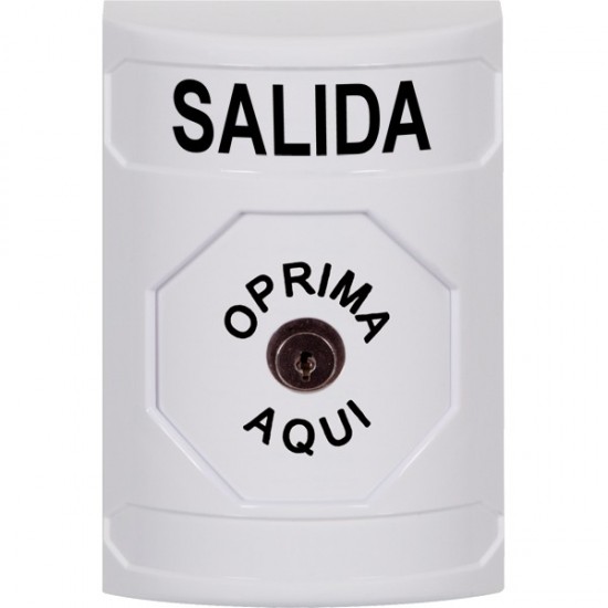 SS2300XT-ES STI White No Cover Key-to-Reset Stopper Station with EXIT Label Spanish