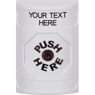 SS2300ZA-EN STI White No Cover Key-to-Reset Stopper Station with Non-Returnable Custom Text Label English
