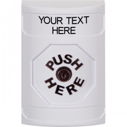 SS2300ZA-EN STI White No Cover Key-to-Reset Stopper Station with Non-Returnable Custom Text Label English