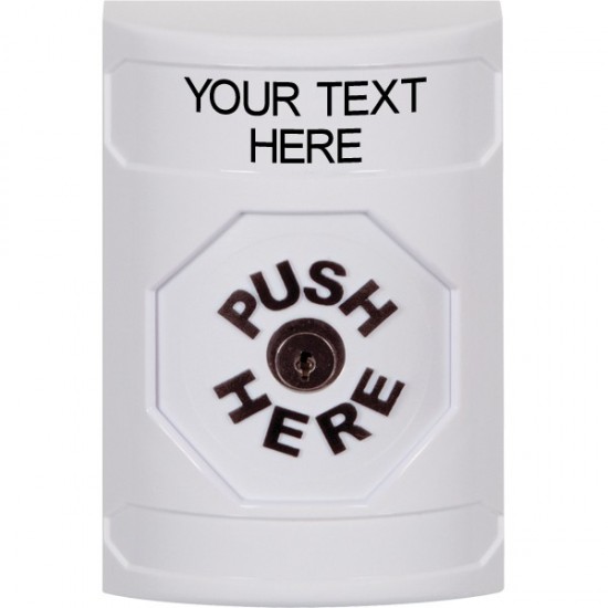 SS2300ZA-EN STI White No Cover Key-to-Reset Stopper Station with Non-Returnable Custom Text Label English