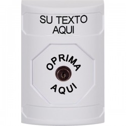 SS2300ZA-ES STI White No Cover Key-to-Reset Stopper Station with Non-Returnable Custom Text Label Spanish