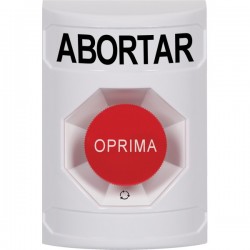 SS2301AB-ES STI White No Cover Turn-to-Reset Stopper Station with ABORT Label Spanish