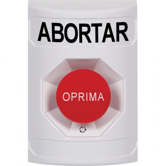 SS2301AB-ES STI White No Cover Turn-to-Reset Stopper Station with ABORT Label Spanish