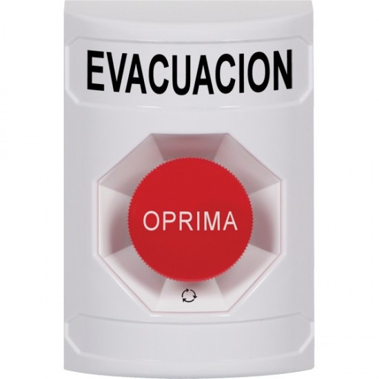 SS2301EV-ES STI White No Cover Turn-to-Reset Stopper Station with EVACUATION Label Spanish