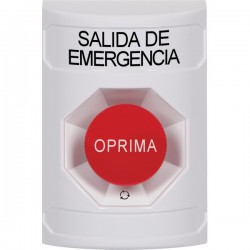SS2301EX-ES STI White No Cover Turn-to-Reset Stopper Station with EMERGENCY EXIT Label Spanish