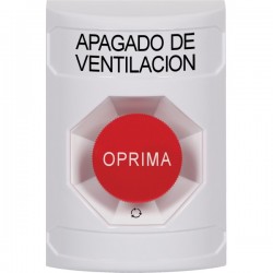 SS2301HV-ES STI White No Cover Turn-to-Reset Stopper Station with HVAC SHUT DOWN Label Spanish
