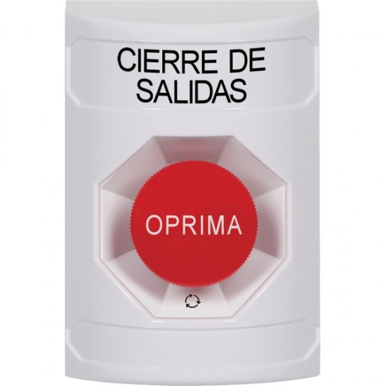 SS2301LD-ES STI White No Cover Turn-to-Reset Stopper Station with LOCKDOWN Label Spanish