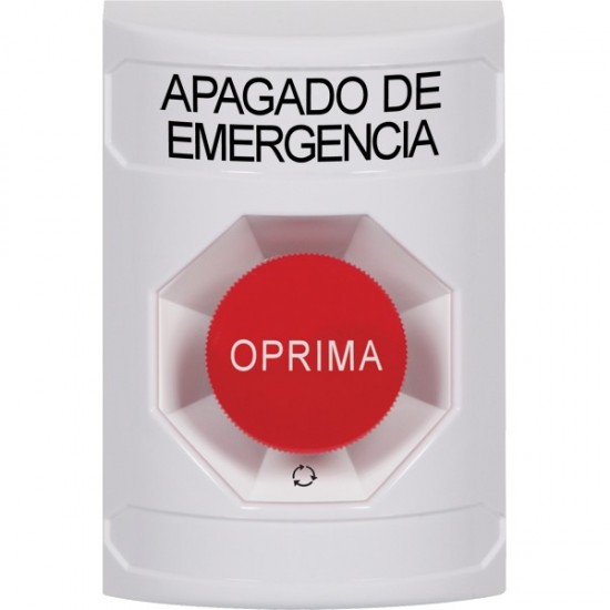 SS2301PO-ES STI White No Cover Turn-to-Reset Stopper Station with EMERGENCY POWER OFF Label Spanish
