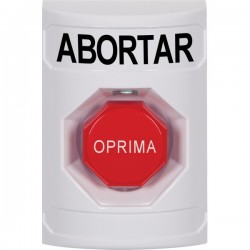 SS2302AB-ES STI White No Cover Key-to-Reset (Illuminated) Stopper Station with ABORT Label Spanish