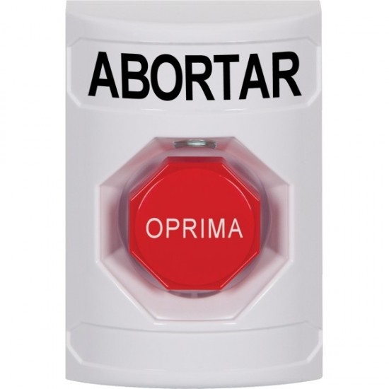 SS2302AB-ES STI White No Cover Key-to-Reset (Illuminated) Stopper Station with ABORT Label Spanish