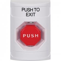 SS2302PX-EN STI White No Cover Key-to-Reset (Illuminated) Stopper Station with PUSH TO EXIT Label English