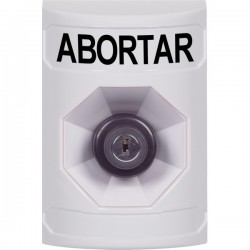 SS2303AB-ES STI White No Cover Key-to-Activate Stopper Station with ABORT Label Spanish