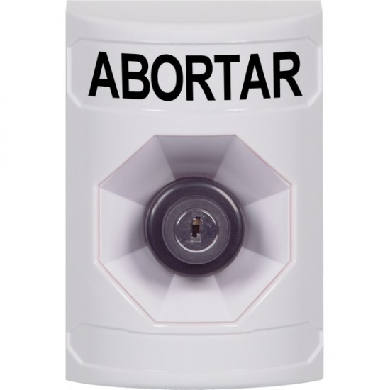 SS2303AB-ES STI White No Cover Key-to-Activate Stopper Station with ABORT Label Spanish