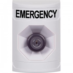 SS2303EM-EN STI White No Cover Key-to-Activate Stopper Station with EMERGENCY Label English