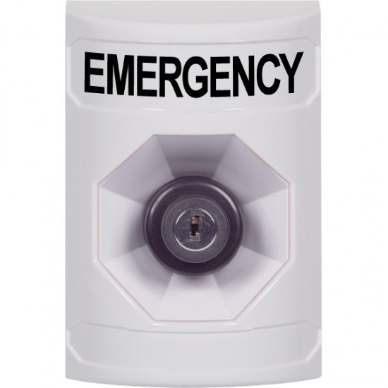 SS2303EM-EN STI White No Cover Key-to-Activate Stopper Station with EMERGENCY Label English SS2303EM-EN STI White No Cover Key-to-Activate Stopper Station with EMERGENCY Label English