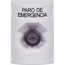 SS2303ES-ES STI White No Cover Key-to-Activate Stopper Station with EMERGENCY STOP Label Spanish