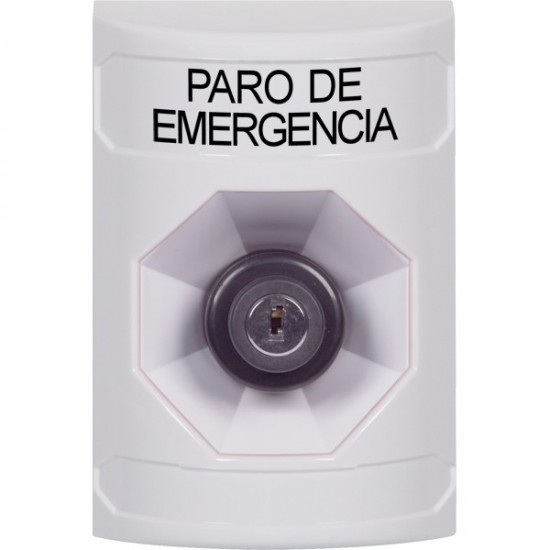 SS2303ES-ES STI White No Cover Key-to-Activate Stopper Station with EMERGENCY STOP Label Spanish