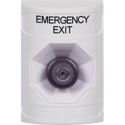 SS2303EX-EN STI White No Cover Key-to-Activate Stopper Station with EMERGENCY EXIT Label English