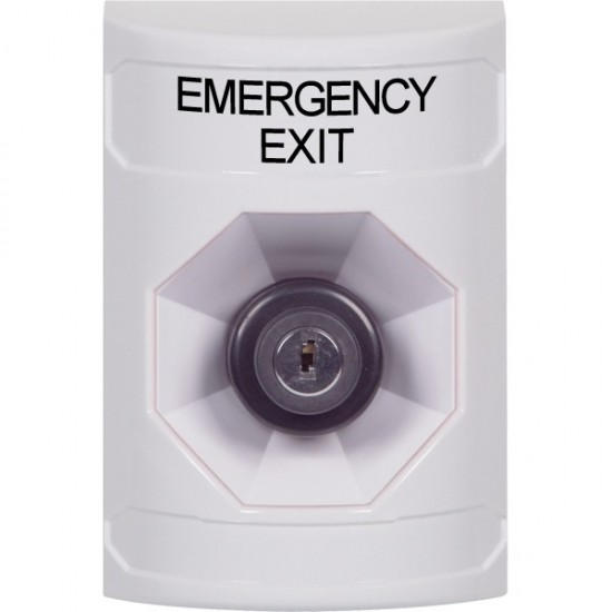SS2303EX-EN STI White No Cover Key-to-Activate Stopper Station with EMERGENCY EXIT Label English