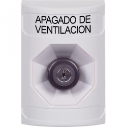 SS2303HV-ES STI White No Cover Key-to-Activate Stopper Station with HVAC SHUT DOWN Label Spanish