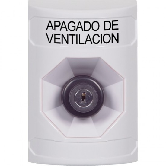 SS2303HV-ES STI White No Cover Key-to-Activate Stopper Station with HVAC SHUT DOWN Label Spanish