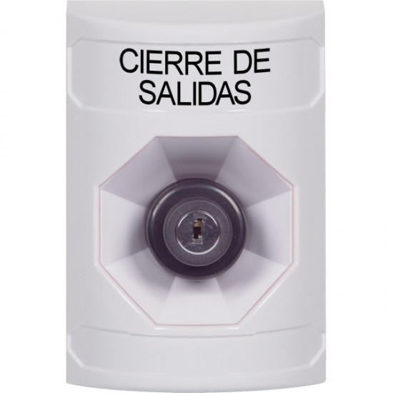 SS2303LD-ES STI White No Cover Key-to-Activate Stopper Station with LOCKDOWN Label Spanish