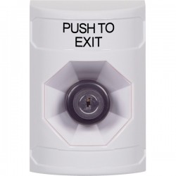 SS2303PX-EN STI White No Cover Key-to-Activate Stopper Station with PUSH TO EXIT Label English