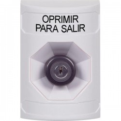 SS2303PX-ES STI White No Cover Key-to-Activate Stopper Station with PUSH TO EXIT Label Spanish