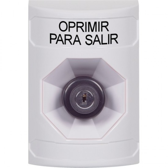 SS2303PX-ES STI White No Cover Key-to-Activate Stopper Station with PUSH TO EXIT Label Spanish