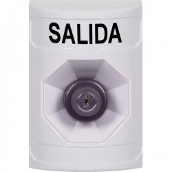 SS2303XT-ES STI White No Cover Key-to-Activate Stopper Station with EXIT Label Spanish