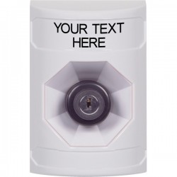 SS2303ZA-EN STI White No Cover Key-to-Activate Stopper Station with Non-Returnable Custom Text Label English
