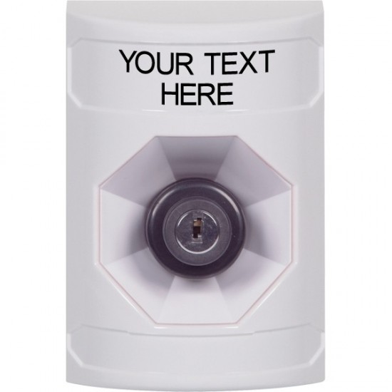 SS2303ZA-EN STI White No Cover Key-to-Activate Stopper Station with Non-Returnable Custom Text Label English
