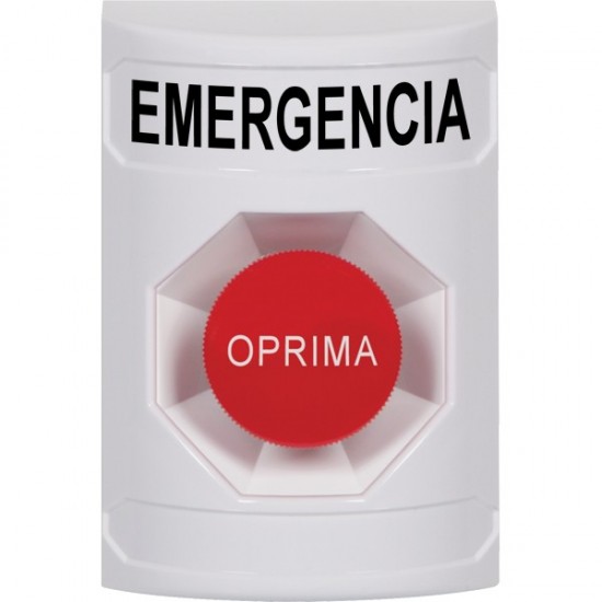 SS2304EM-ES STI White No Cover Momentary Stopper Station with EMERGENCY Label Spanish