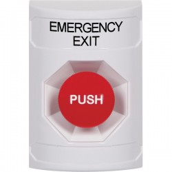 SS2304EX-EN STI White No Cover Momentary Stopper Station with EMERGENCY EXIT Label English