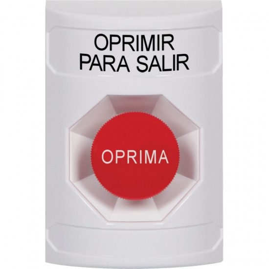 SS2304PX-ES STI White No Cover Momentary Stopper Station with PUSH TO EXIT Label Spanish