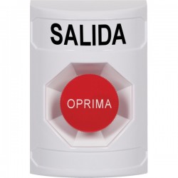 SS2304XT-ES STI White No Cover Momentary Stopper Station with EXIT Label Spanish