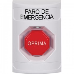 SS2305ES-ES STI White No Cover Momentary (Illuminated) Stopper Station with EMERGENCY STOP Label Spanish