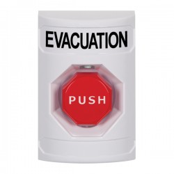 SS2305EV-EN STI White No Cover Momentary (Illuminated) Stopper Station with EVACUATION Label English