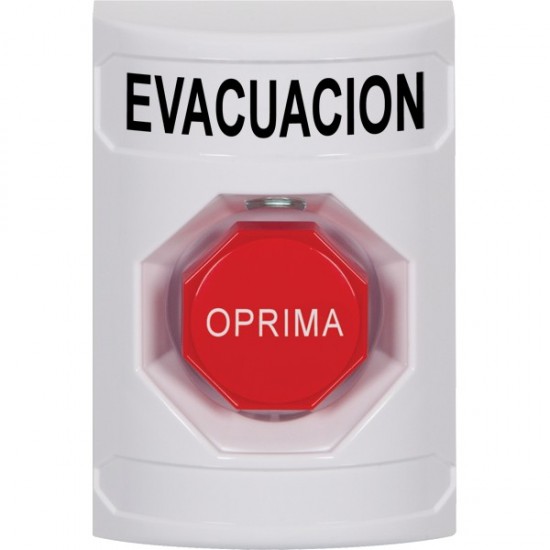SS2305EV-ES STI White No Cover Momentary (Illuminated) Stopper Station with EVACUATION Label Spanish