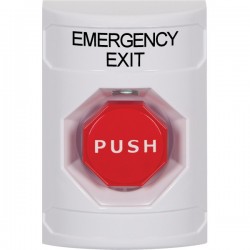 SS2305EX-EN STI White No Cover Momentary (Illuminated) Stopper Station with EMERGENCY EXIT Label English