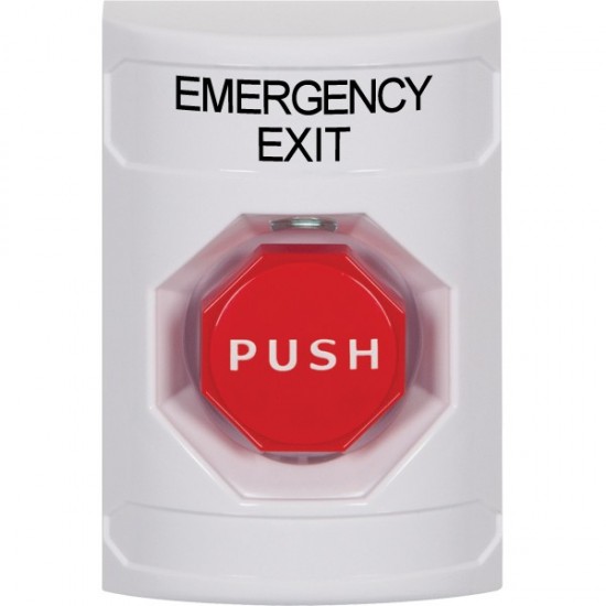 SS2305EX-EN STI White No Cover Momentary (Illuminated) Stopper Station with EMERGENCY EXIT Label English