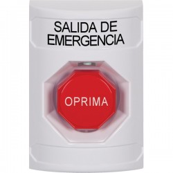 SS2305EX-ES STI White No Cover Momentary (Illuminated) Stopper Station with EMERGENCY EXIT Label Spanish