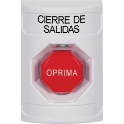 SS2305LD-ES STI White No Cover Momentary (Illuminated) Stopper Station with LOCKDOWN Label Spanish