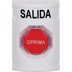 SS2305XT-ES STI White No Cover Momentary (Illuminated) Stopper Station with EXIT Label Spanish