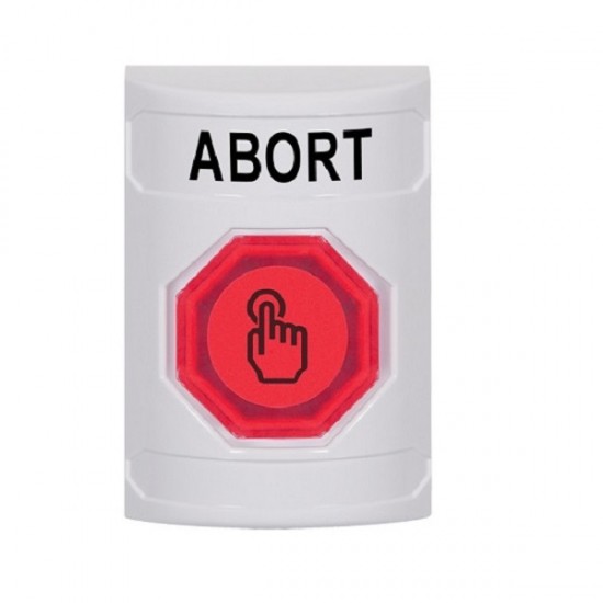 SS2306AB-EN STI White No Cover Momentary (Illuminated) with Red Lens Stopper Station with ABORT Label English