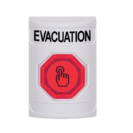 SS2306EV-EN STI White No Cover Momentary (Illuminated) with Red Lens Stopper Station with EVACUATION Label English