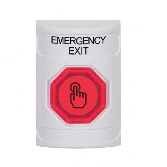 SS2306EX-EN STI White No Cover Momentary (Illuminated) with Red Lens Stopper Station with EMERGENCY EXIT Label English
