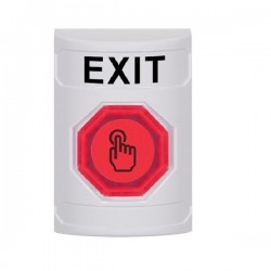 SS2306XT-EN STI White No Cover Momentary (Illuminated) with Red Lens Stopper Station with EXIT Label English