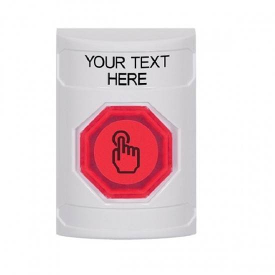 SS2306ZA-EN STI White No Cover Momentary (Illuminated) Stopper Station w/ Custom Text Label
